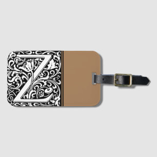 Floral Alphabet Monogram Letter Z Luggage Tag