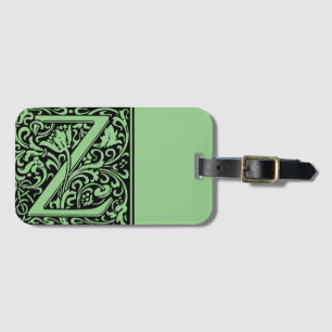 Floral Alphabet Monogram Letter Z Luggage Tag