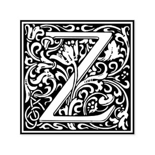 Floral Alphabet Monogram Letter Z Self-inking Stamp