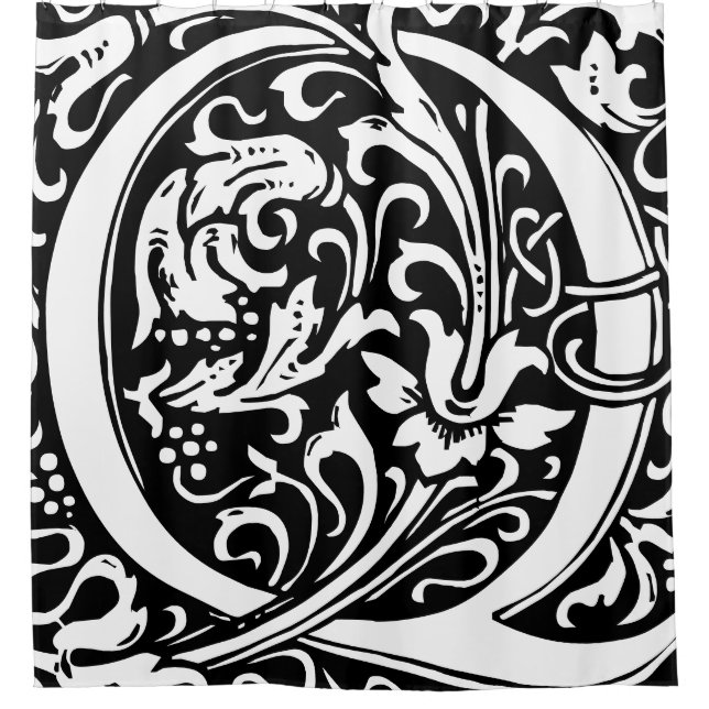 Floral Alphabet Monogrammed Letter Q Classic Shower Curtain (Front)
