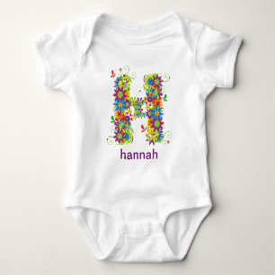 Floral Alphabet Name Baby Tee (Monogram H)