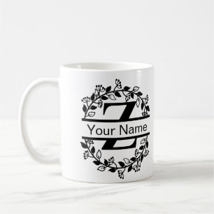 Floral Alphabet with Name Custom Monogram Coffee Mug