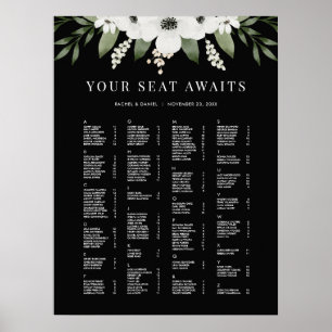 Floral Alphabetical Wedding Seating Chart Sign