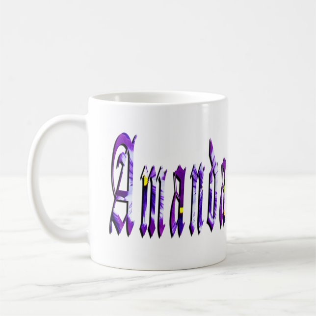 Floral Amanda Girls Name Logo, Coffee Mug (Left)