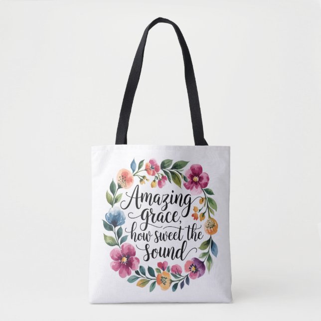 Floral Amazing Grace Tote Bag (Front)