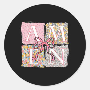 Floral Amen Retro Christian Easter Bible Verse God Classic Round Sticker