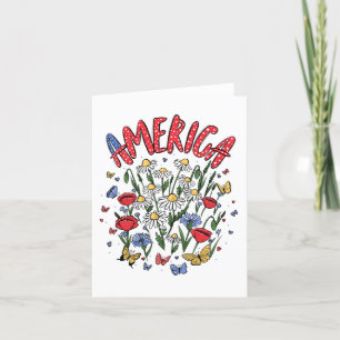 Floral America 4th of July Patriotic Thank You Card