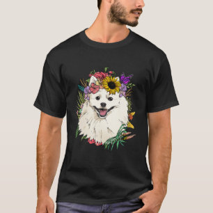 Floral American Eskimo Dog Spring Nature Dog Lover T-Shirt