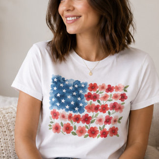 Floral American Flag Shirt