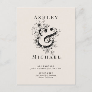 FLORAL AMPERSAND Blush Wedding Engagement Party Announcement Postcard