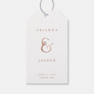 Floral Ampersand Faux Rose Gold Wedding Gift Tags