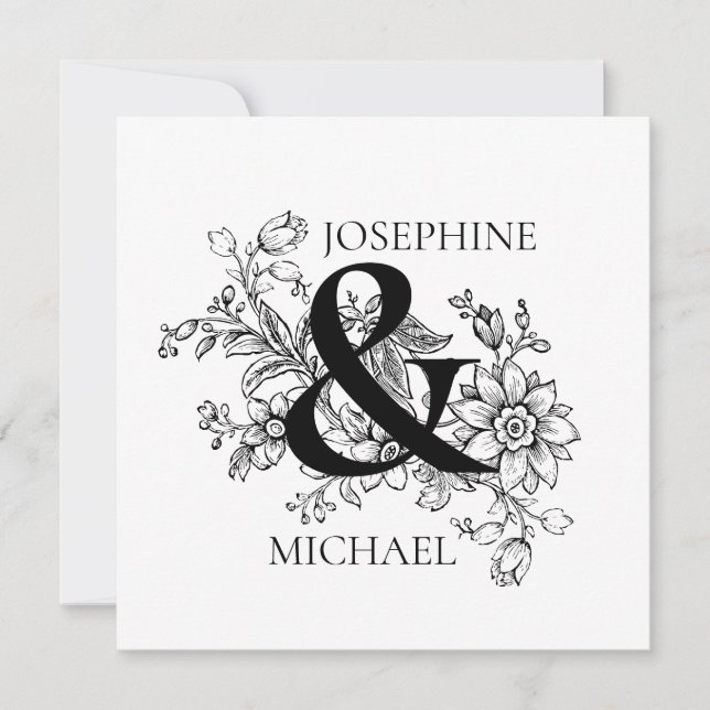 Floral Ampersand Photo Engagement Announcement (Front)