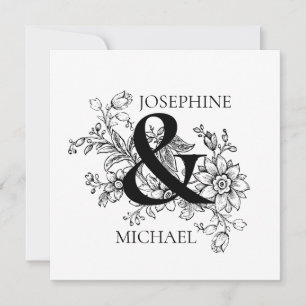 Floral Ampersand Photo Engagement Announcement