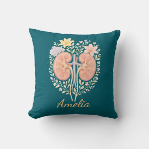Floral Anatomical Kidney Nephrology Nurse and Tech Cushion