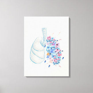Floral anatomy lung medical wall art canvas print