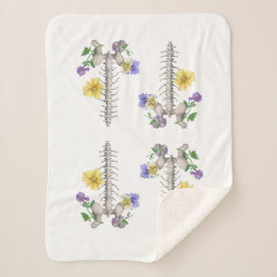 Floral Anatomy - Vertebrae, Hip Bone Sherpa Blanket