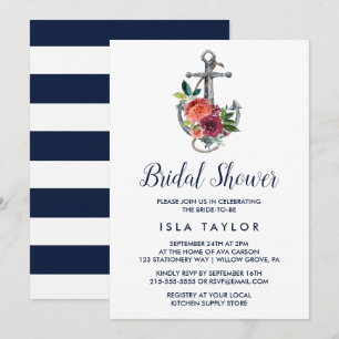 Floral Anchor   Autumn Bridal Shower Invitation