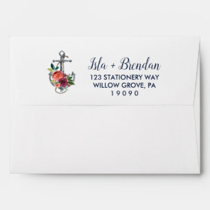 Floral Anchor Autumn Wedding Invitation Envelope