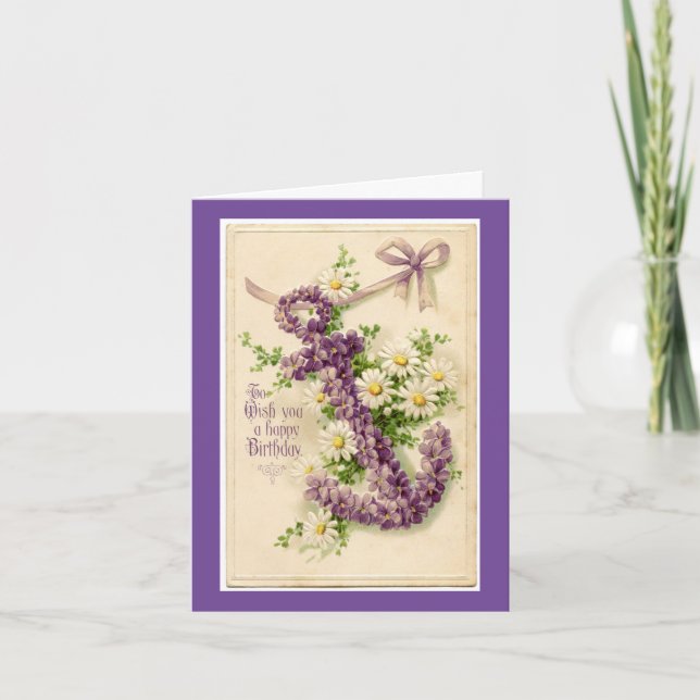 Floral Anchor Birthday Greeting Card (Front)