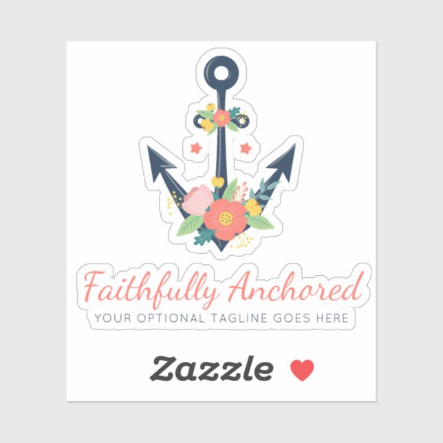 Floral Anchor Nautical Faith Navy & Coral Logo (Sheet)