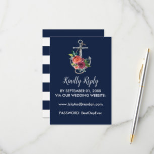 Floral Anchor Navy Autumn Website RSVP Card