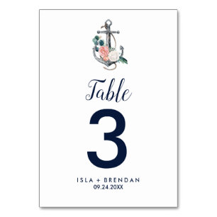 Floral Anchor Summer Table Number