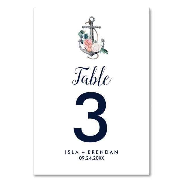 Floral Anchor | Summer Table Number (Front)