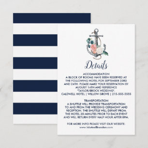 Floral Anchor   Summer Wedding Details Insert Card
