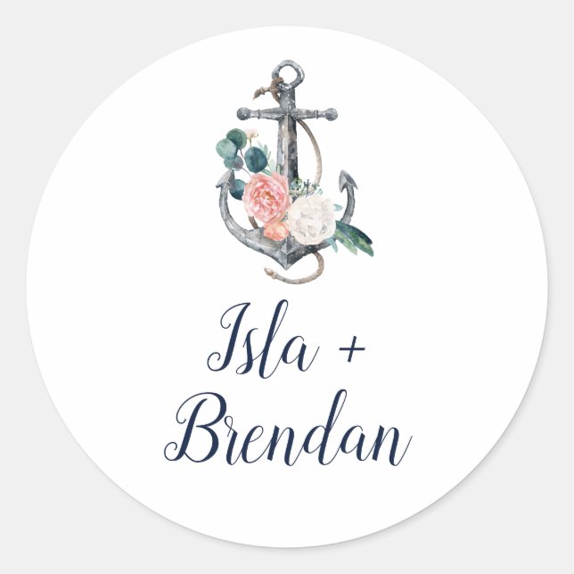Floral Anchor | Summer Wedding Envelope Seals (Front)