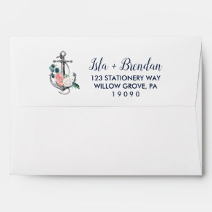 Floral Anchor Summer Wedding Invitation Envelope