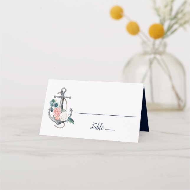 Floral Anchor | Summer Wedding Place Card (Front)