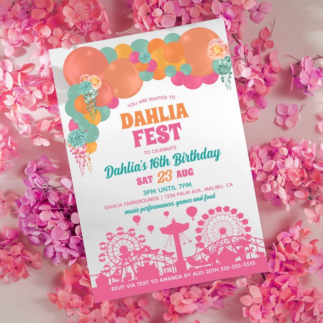 Floral and Balloon Carnival Festival Birthday Invitation (Creator Uploaded)