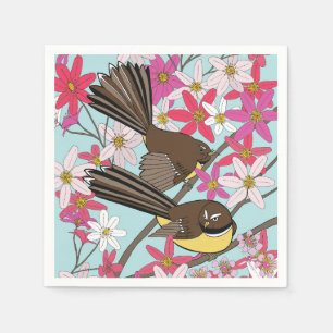Floral and bird napkin