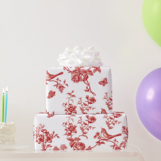 Floral and Birds Toile Wrapping Paper (Party Gifts)