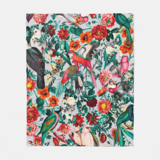 FLORAL AND BIRDS XIV-II FLEECE BLANKET