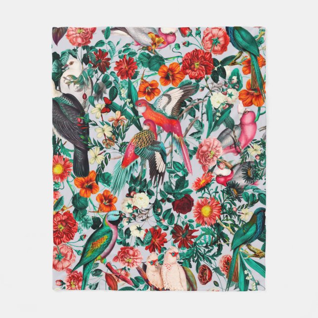 FLORAL AND BIRDS XIV-II FLEECE BLANKET (Front)