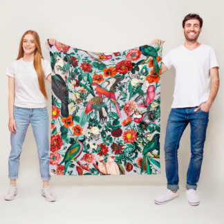 FLORAL AND BIRDS XIV-II FLEECE BLANKET