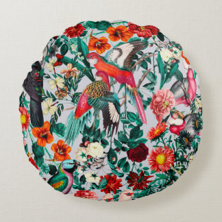 FLORAL AND BIRDS XIV-II ROUND CUSHION