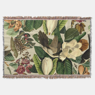 Floral And Birds Xxi-ii Throw Blanket