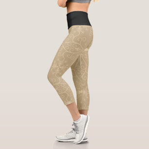 Floral And Black Design   Zazzle_Growshop. Capri Leggings