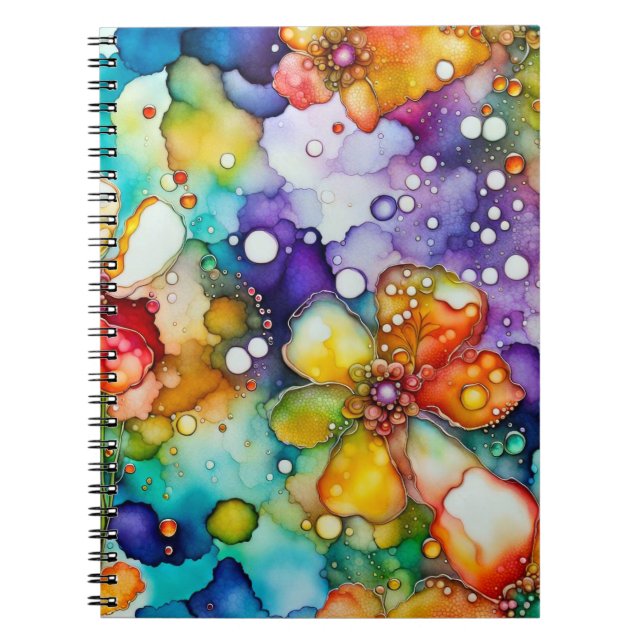 Floral and Bubbles Abstract Notebook (Front)