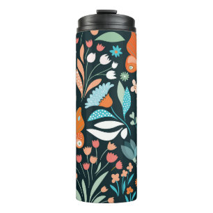 Floral and butterflies, decorative seamless patter thermal tumbler