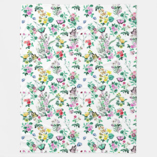 Floral and butterflies Pretty Fleece Blanket