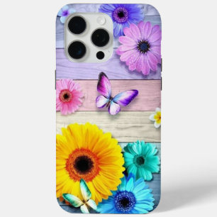 Floral and butterfly iPhone 15 pro max case
