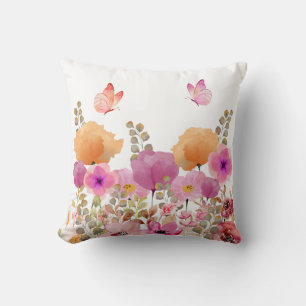 Floral and Butterfly Cushion