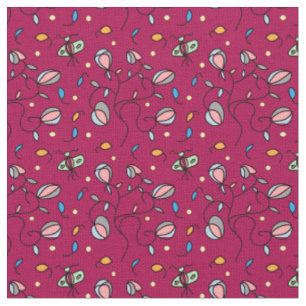 Floral and butterfly funny seamless pattern -pink fabric