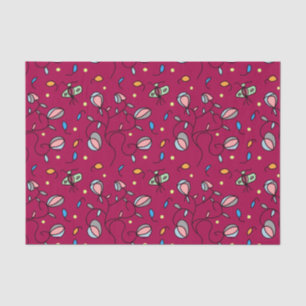 Floral and butterfly funny seamless pattern -pink tissue paper