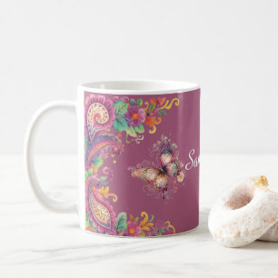 Floral and Butterfly Paisley Coffee Mug