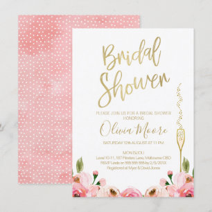 Floral and champagne bridal shower invitation