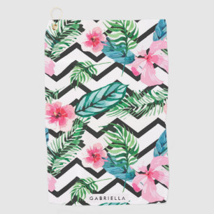 Floral and Chevron Golf Towel